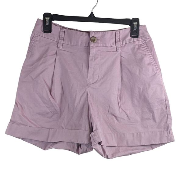 Cuffed Pleat Front Purple Shorts A New Day S Stretchy Comfort Waist Casual Fit - Picture 1 of 8